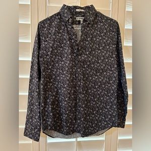 Express fitted shirt, navy blue/floral, SM 14-14.5 sleeve